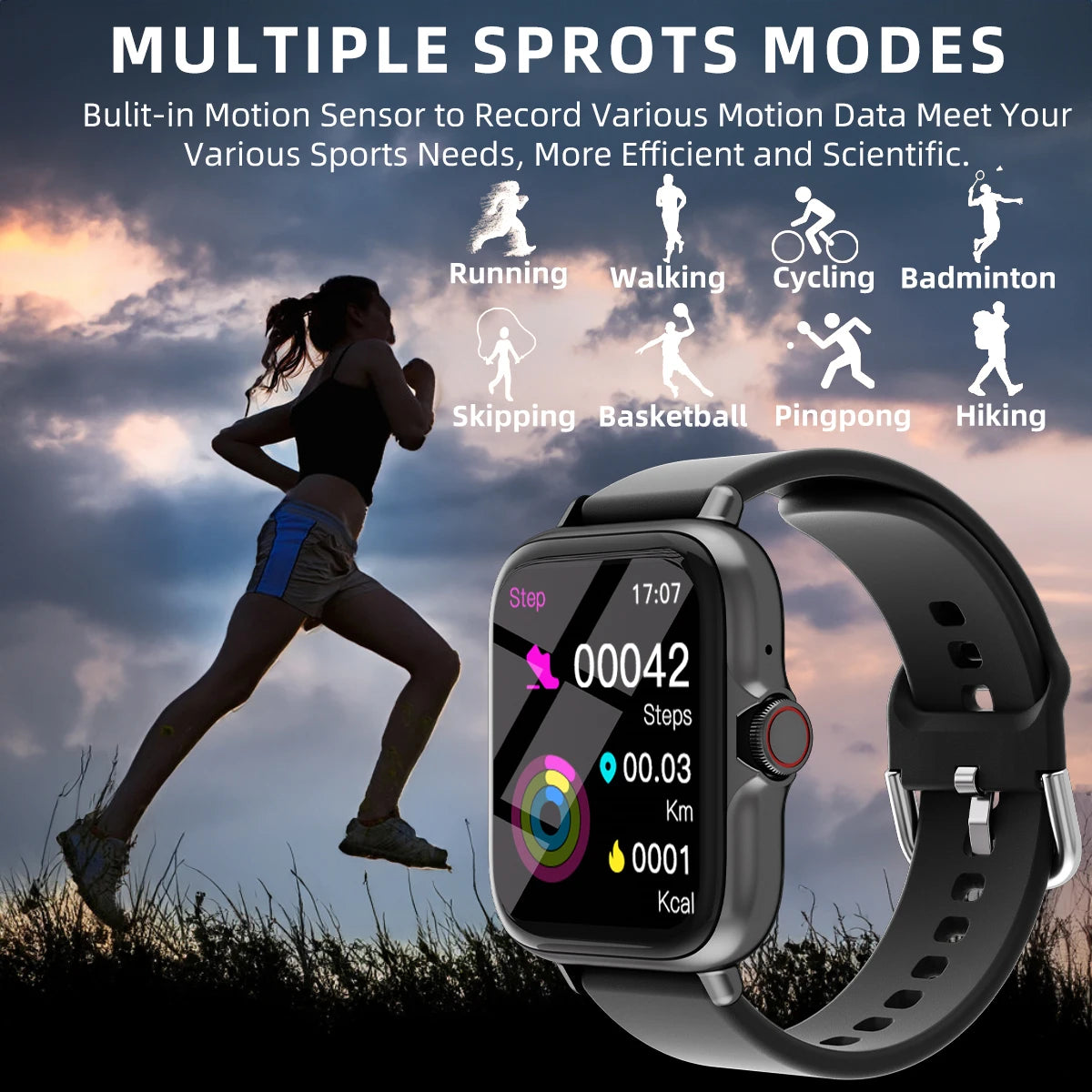 "1.83'' Waterproof Smartwatch – Call/Messages, Sleep/Sport Tracking, Alerts for iPhone/Android"