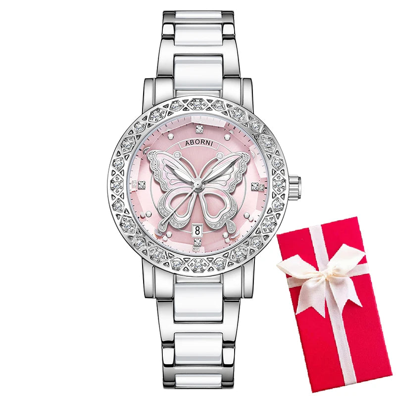 "2025 Luxury Silver Women's Watch – Waterproof Stainless Steel Wristwatch (Dropshipping)"