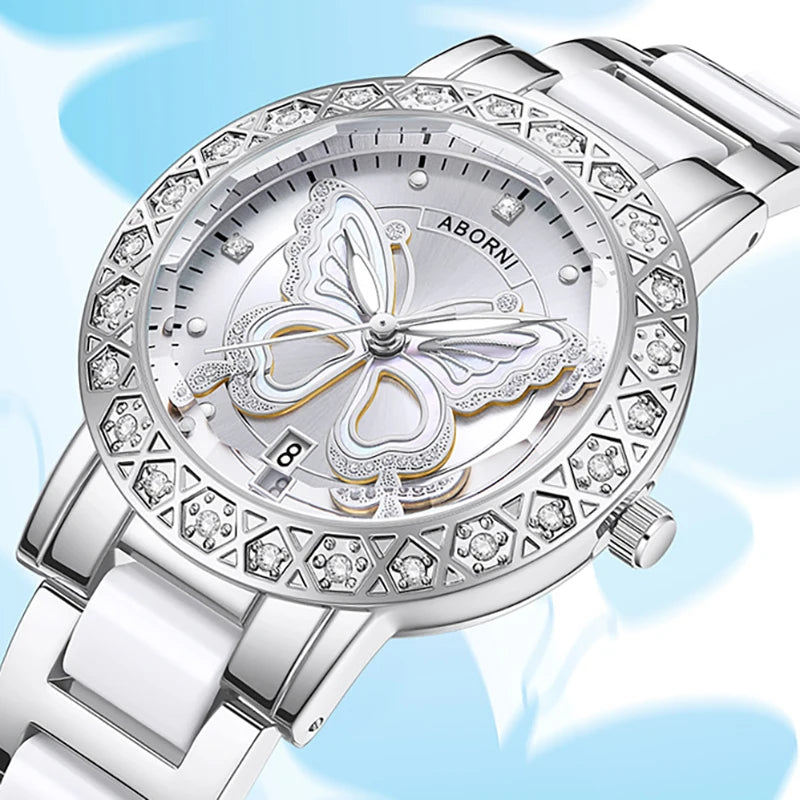 "2025 Luxury Silver Women's Watch – Waterproof Stainless Steel Wristwatch (Dropshipping)"