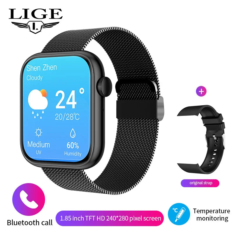 LIGE Smart Watch 2025 – Wireless Charging, BT Calls, Custom Faces