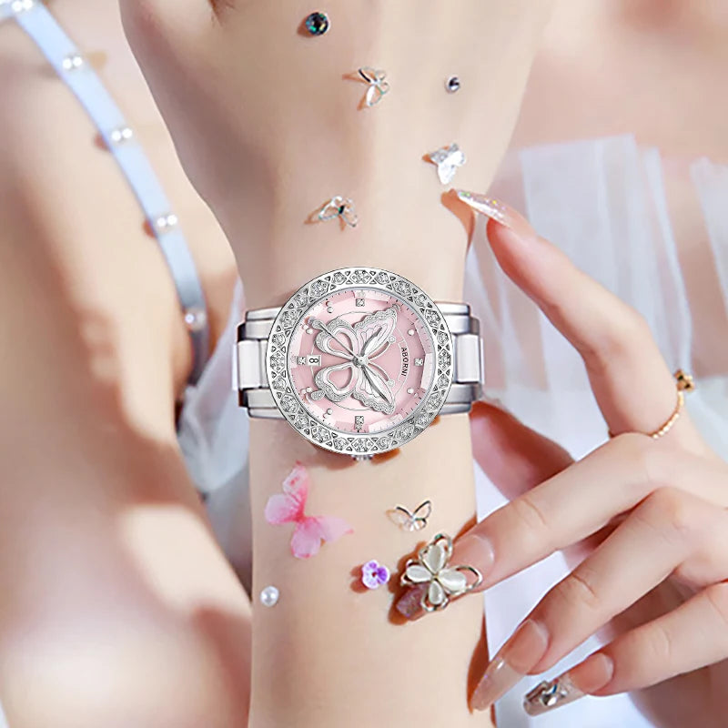 "2025 Luxury Silver Women's Watch – Waterproof Stainless Steel Wristwatch (Dropshipping)"