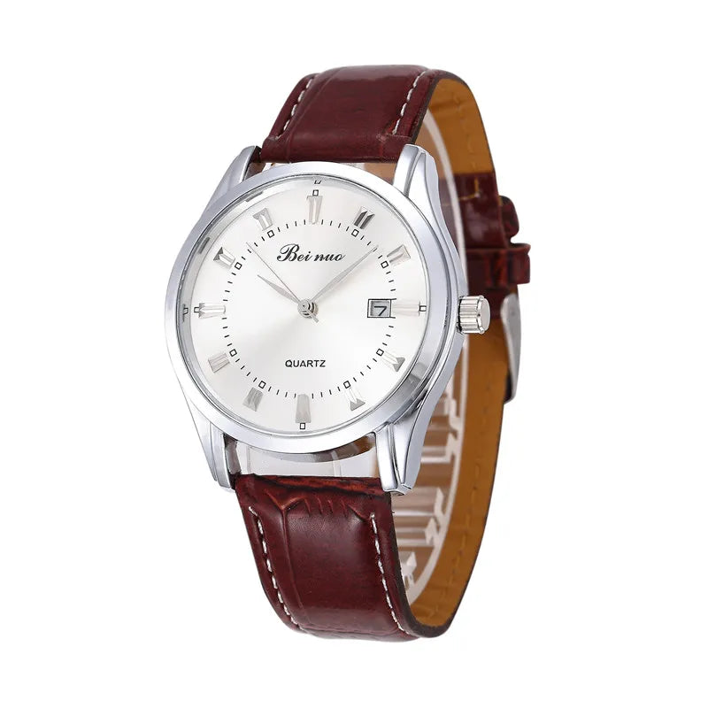 MOONBIFFY Men's Luxury Quartz Watch - Business Style with Leather Strap