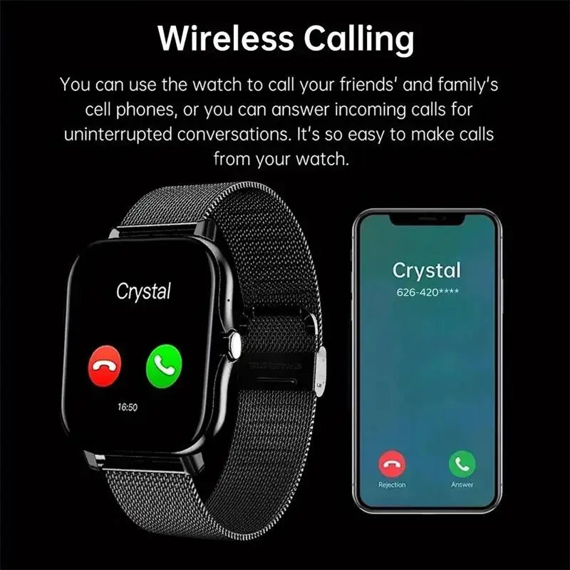 2024 1.44" Smartwatch – Bluetooth Calls, Blood Oxygen/Pressure Monitor, for Men & Women