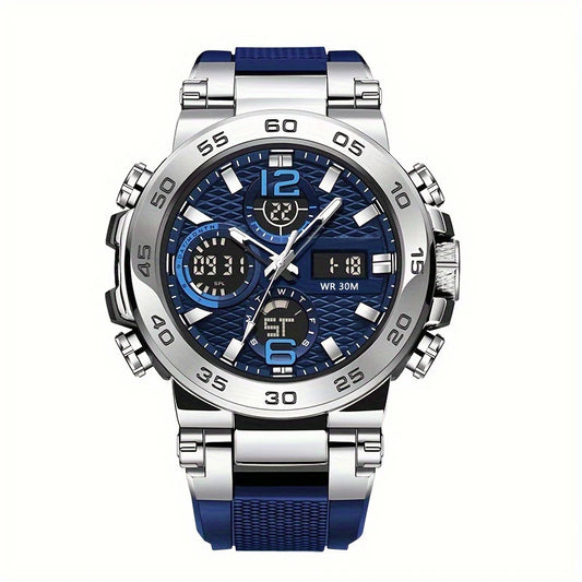 "New Men's Waterproof Digital Watch – LCD Dual Display, Alarm, Sport Quartz Reloj Hombre"