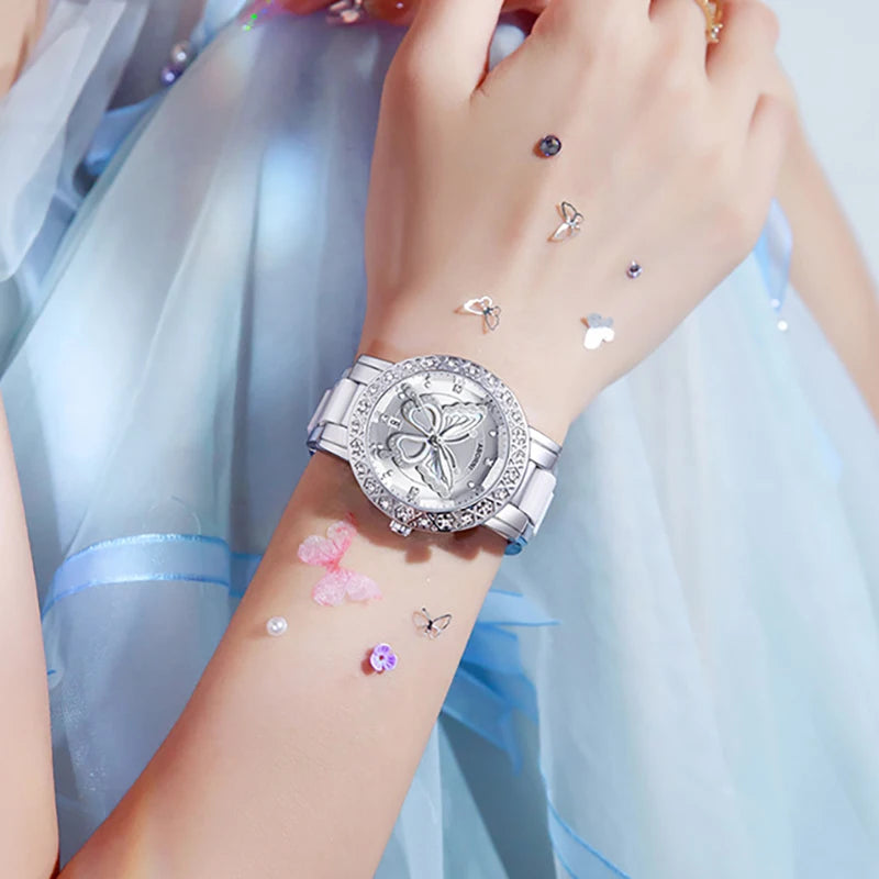 "2025 Luxury Silver Women's Watch – Waterproof Stainless Steel Wristwatch (Dropshipping)"