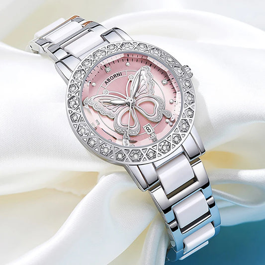 "2025 Luxury Silver Women's Watch – Waterproof Stainless Steel Wristwatch (Dropshipping)"